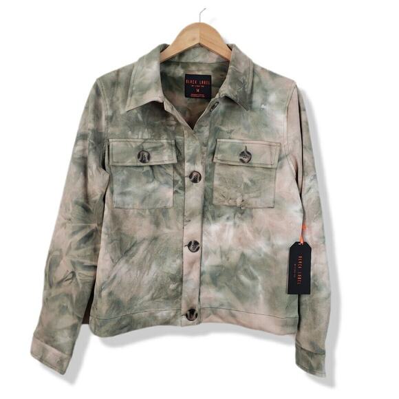 Women Cest Toi Jacket M Green Tie Dye Faux Suede Utility Crop Grunge Indie NEW - Picture 11 of 11